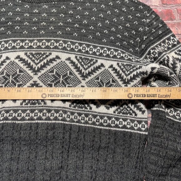 Vintage 90s Knit Sweater Christmas Holidays Geometric White Gray Rob Winter Sz X - Picture 5 of 5